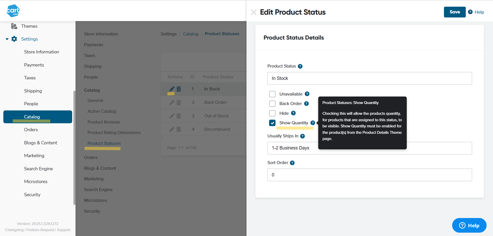Show quantity of product status in the b2b portal